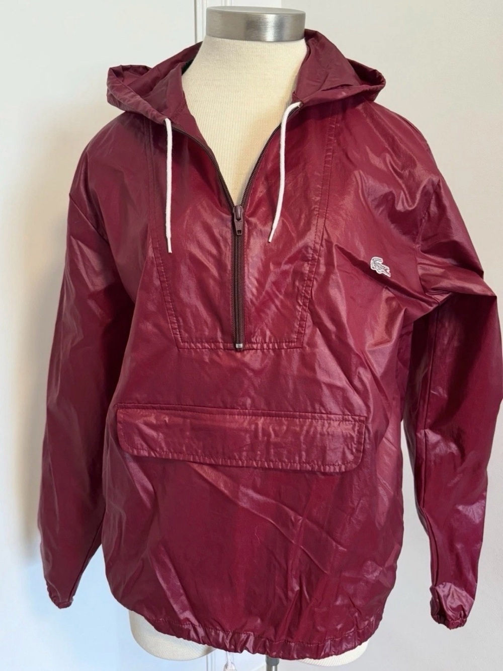 Vintage 1970s Izod Lacoste Maroon Hooded Half-Zip Pullover Unisex M